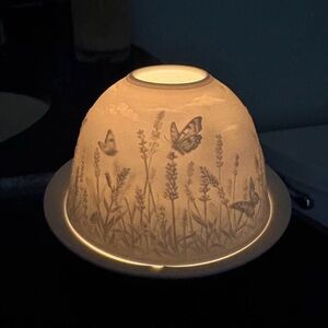 Butterfly and Floral Ceramic Candle Holder